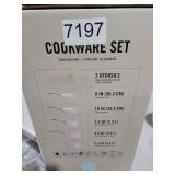 Martha Stewart Lockton Premium Non stick Non Toxic PFA Free Ceramic Interior 10 Piece Heavy Gauge Enamel Aluminum Pots and Pans Cookware Set - pink w/Gold Handle