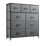 WLIVE 9-Drawer Dresser, Fabric Storage Tower for Bedroom, Hallway, Entryway, Closet, Tall Chest Organizer Unit with Fabric Bins, Steel Frame, Wood Top, Easy Pull Handle, Dark Grey
