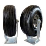 2-Rigid 10\" Pneumatic Caster Black Rubber Wheel - 800 lbs. Capacity