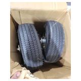 2-Rigid 10\" Pneumatic Caster Black Rubber Wheel - 800 lbs. Capacity