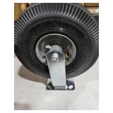 2-Rigid 10\" Pneumatic Caster Black Rubber Wheel - 800 lbs. Capacity