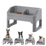 IRIS USA Adjustable Elevated Dog Bowls, Height Adjustable Raised Dog Bowl Stand, Double Food Bowls, Easy to Clean Removable Feeding Station for Small to Large Pets, Gray missing legs