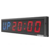 Synergee Workout Interval Timer. Programmable Wall Mounted Gym Timer with Wireless Remote. Tabata EMOTM Stopwatch Count Up/Down MMA Clock