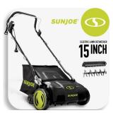 Sun Joe Electric 15  Lawn Dethatcher + Scarifier with Collection Bag  13-Amp