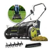 Sun Joe Electric 15  Lawn Dethatcher + Scarifier with Collection Bag  13-Amp