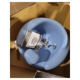 Bumbo Baby Infant Soft Foam Comfortable Support Wide Floor Seat with 3 Point Adjustable Harness for Ages 3 to 12 Months, Powder Blue