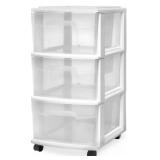 HOMZ Drawer Tower, 3-Tier Clear Plastic Storage Organizer Cart, White Frame - Heavy-Duty Organizing Drawers for Home, Bedroom, and Closet Organization