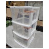 HOMZ Drawer Tower, 3-Tier Clear Plastic Storage Organizer Cart, White Frame - Heavy-Duty Organizing Drawers for Home, Bedroom, and Closet Organization