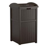 Suncast 33-Gallon Capacity Outdoor Garbage Can Hideaway with Secure Lid  Java Brown