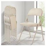 InfiniPower Folding Chairs 4 Pack with Vinyl-Padded Cushion and Back, Sturdy Metal Steel Foldable Chair,