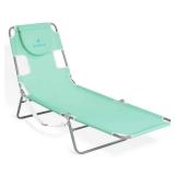 Ostrich Chaise Lounge  Facedown Beach Camping Pool Tanning Chair  Teal