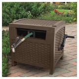 Suncast 175 Foot Slide Trak Outdoor Garden Resin Water Hose Reel  Hose Hideaway  Mocha Brown