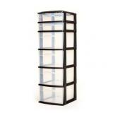 Homz Medium 6 Drawer Plastic Organizer Storage Drawers  Clear/Black Frame
