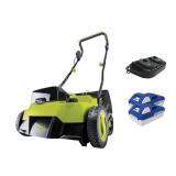 Sun Joe 14  Cordless Brushless Dethatcher + Scarifier  5 Positions  2 x 4.0-Ah Batteries & Charger