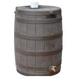 Rain Wizard Water Collection Plastic Barrel, Oak, 50 Gallon