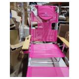 Ostrich 3N1 Lightweight Outdoor Beach Lounge Chair with Footrest  Pink