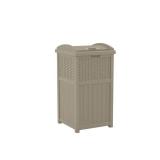 Suncast Resin Wicker Trash Hideaway with Latch for Patio or Yard  Dark Taupe