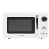 Haden 700W Compact Countertop Microwave Over Ivory powers on