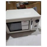 Haden 700W Compact Countertop Microwave Over Ivory powers on