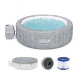 Coleman SaluSpa AirJet 7 Person Inflatable Hot Tub Round Portable Outdoor Spa with 180 Soothing AirJets and Insulated Cover, Gray, Sicily (Standard