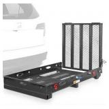 Silver Spring Folding Steel Wheelchair Carrier with Ramp & Hitch Mount, 48\" x 27.75\", Black - Heavy-Duty and Foldable Mobility Carrier for Scooter Vehicles and Wheelchairs