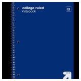 (Full box)  * BIG FULL BOX * College Ruled Blue 1 Subject Flexible Plastic Cover Spiral Notebook - up&up: 3 Hole Punched, Perforated, 70 Pages (full box)