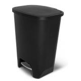 Glad 20 Gallon Trash Can - Plastic Kitchen Waste Bin with Odor Protection of Lid - Hands Free with Step On Foot Pedal and Garbage Bag Rings, Black