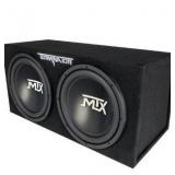 MTX Dual 12-Inch Subwoofers with Loaded Enclosure, 1200W Max Power, 400W RMS, Terminator - Car Audio Subwoofer and Speaker System with Deep Bass Sound