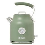 Haden Dorset 1.7 Liter Stainless Steel Electric Kettle, Hot Water Kettle with 360-Degree Base and Auto Shutoff, Cedar Green & Chrome
