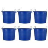 United Solutions 19 Gallon Plastic Utility Tub w/ Rope Handle  Blue  6 Pack