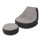 Intex 68564E Inflatable Ultra Lounge Chair With Cup Holder And Ottoman Set  Gray