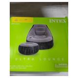 Intex 68564E Inflatable Ultra Lounge Chair With Cup Holder And Ottoman Set  Gray