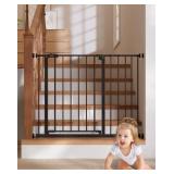 InnoTruth 29.5 40.75\" Baby Gate for Stairs, 30\" Tall Dog Gates for Doorways & Hallways, Safety Gate for Kids & Pets, Pressure-Mounted Walk-Through with Dual Lock & 2-Way Swing, Black