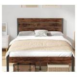 Full Bed Frame with Headboard and Footboard, Metal Full Bed Frame with Under Bed Storage, All-Metal Support System, No Box Spring Needed, Easy Assembly,Rustic Brown