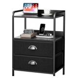 Night Stand with 2 Fabric Drawer and Sturdy Metal Frame, Lightweight & Durable
