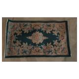 Floral Embossed Area Rug with Navy Border - Retail: $325