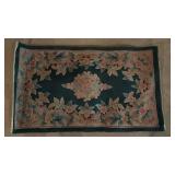 Floral Embossed Area Rug with Navy Border - Retail: $325