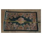 Floral Embossed Area Rug with Navy Border - Retail: $325
