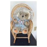 Decorative Teddy Bear in Wicker Rocking Chair - Retail: $45