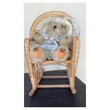 Decorative Teddy Bear in Wicker Rocking Chair - Retail: $45