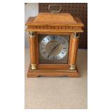 Westminster Oak Mantel Clock with Brass Accents - Retail: $45