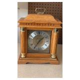 Westminster Oak Mantel Clock with Brass Accents - Retail: $45