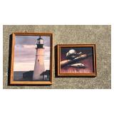 Framed Lighthouse & Fishing Lures Wall Art Set - Retail: $45