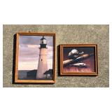 Framed Lighthouse & Fishing Lures Wall Art Set - Retail: $45
