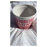 Classic Red Striped Ceramic Popcorn Bowl - Retail: $18