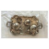 Ornate Silver Plated Tea Service Tray - Retail: $175