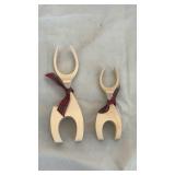 Wooden Reindeer Christmas Decorations with Tartan Bow - Retail: $25