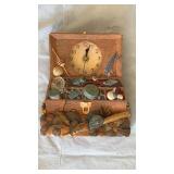 Hand-Crafted Wooden Wall Clock with Decorative Figurines - Retail: $75
