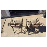Wrought Iron and Wood Dining Chairs with Plaid Cushions - Retail: $125