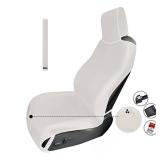 1PC Upgraded Widened Neoprene Seat Cover Towel for Dog Kid, Lengthened Waterproof Universal Car Seat Protectors Non-Slip with 3 Buckle Straps and Front Storage Pocket, for Auto Van Truck SUV (White) a